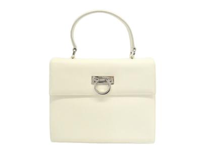 フェラガモ Ferragamo ハンドバッグ ガンチーニ 2WAY レザー 白