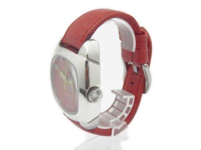 ロックマン メンズ 時計 自動巻き 裏スケ 革ベルト 赤(自動巻き)の新品