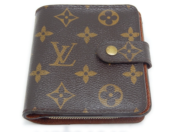 ルイヴィトン モノグラム M61667 コンパクトジップ 財布 二つ折り 茶色