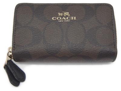 未使用級✨COACH✨コーチ✨F63975✨シグネチャー ダブルジップ スクエア COACH 国内発送 コーチ 財布 レディース 小銭入れ シグネチャー