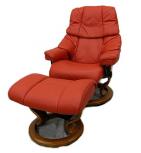 EKORNES ストレスチェア レノ Sサイズ オットマン付 レンガ 大型