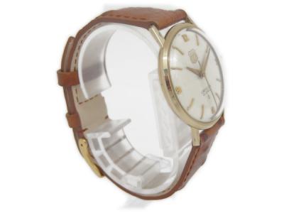 エルジン K14 585 金無垢 手巻き メンズ 腕時計 革ベルト-
