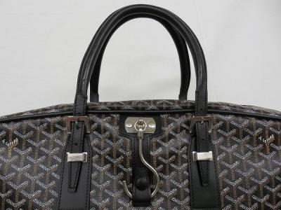 ゴヤール ガーメントバッグ PVC カーフレザー 黒 メンズ ビジネス 旅行バッグ スーツケース 美品  55148