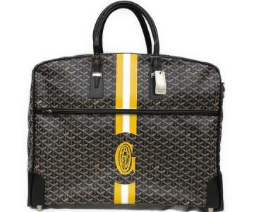 ゴヤール ガーメントバッグ PVC カーフレザー 黒 メンズ ビジネス 旅行バッグ スーツケース 美品  55148