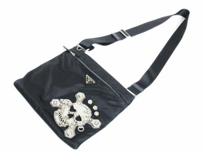 希少 レア PRADA プラダ テスート ナイロン ロボット スカル スタッズ 