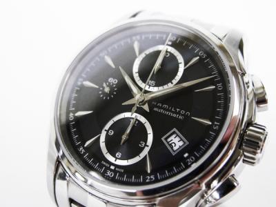 ハミルトン ジャスマスター クロノグラフ H326160 メンズ 腕時計 ステンレス 自動巻き 黒文字盤 裏スケ