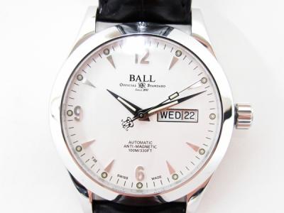 ボールウォッチ エンジニアII オハイオ NM2026C メンズ 腕時計 ステンレス 自動巻き デイデイト 革ベルト 白文字盤