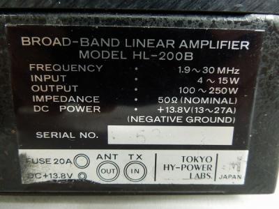 東京ハイパワー TOKYO HY-POWER HL-200B アマチュア 無線 リニア 東京ハイパワー TOKYO HY-POWER HL-200B アマチュア 無線 リニア