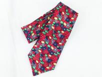 HERMES ネクタイ Fruit シルク 100% SILK フルーツ 果物 花 7358 PA Made in France 赤