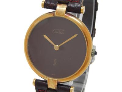 CARTIER】カルティエ ヴェルメイユ 925レディース 据えつけ ボルドー 腕時計