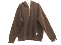 A BATHING APE アベイシングエイプ ハーフジップ パーカー バックプリント ブラウン XL