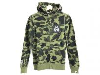 A BATHING APE ア ベイシング エイプ ×MEDICOM TOY 17SS 1ST CAMO SHARK BE@R FULL ZIP HOODIE 1stサル迷彩柄シャークパーカー 緑 レディース XS