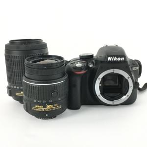 訳有 Nikon ニコン 一眼レフ D3300 ダブルズームキット ブラック デジタル カメラ D3300WZBK
