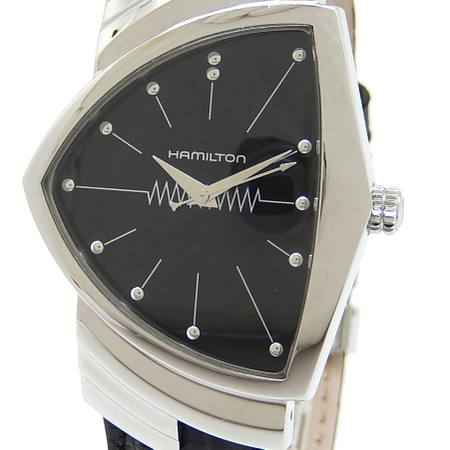 ハミルトンベンチュラ H244112 SS×革 QZ 腕時計　黒ベルト　アナログ