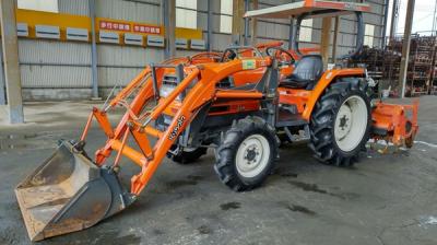 長野発 クボタ GL27 トラクター 27馬力 パワステ 倍速 自動水平 逆転 フロントローダー ニプロ ロータリー CX1602 直