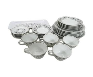 Noritake Silver Queen プレート 大皿 深皿 急須 湯呑 小鉢 取皿 茶碗 他 計40点 セット ノリタケ シルバークイーン 食器