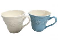 WEDGWOOD FESTIVITY BLUE Queen s Ware Collection ペアマグカップ