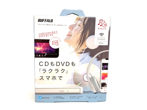 BUFFALO ラクレコ RR-PW1-WH/N スマートフォン用CDレコーダー DVD