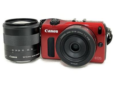 Canon EOS M ダブルレンズキット 22mm 18-55mm スピードライト マウントアダブター付属