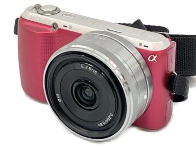 【人気ショップが最安値挑戦！】 美品】SONY NEX-F3 ピンク ミラーレス ※バッテリー不可 真っ赤 デジタルカメラ
