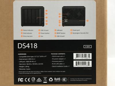 Synology DiskStation DS418 4ベイ NAS シノロジー ディスク