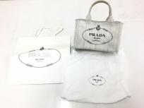 PRADA カナパ トートバッグ ハンドバッグ バッグ キャンバス グレー レディース