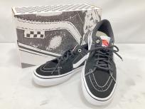 VANS SKATE SK8-LOW SKATEBOARDING SHOE 黒スエードx白ライン 24.0cm バンズ ファッション