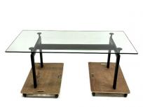 引取限定 ル・コルビジェ LC6 ガラス ダイニング テーブル W1800 × D850 家具