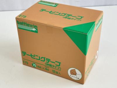 ニチバン battlewin E75 テーピングテープ 伸縮タイプ 75mm×4m 12個入り ベージュ
