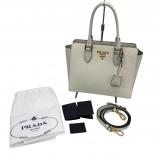 プラダ PRADA サフィアーノ 2WAY ショルダー バッグ 1BA113 牛革 レザー ホワイト