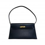 エルメス ケリーエラン 外縫い シェブルシャムキラ ブラック W刻印(2024) ゴールド金具 HERMES レディース ワンショルダーバッグ 黒 レザー