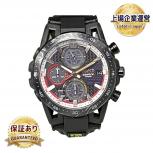 カシオ CASIO EFS-S641TMS-1AJR エディフィス TOM&#39;S 50周 腕時計 黒文字盤 ソーラー充電システム レザー メンズ