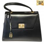 BALLY バリー レザー ハンド バッグ ブラック ワンハンドル レディース 金具 ゴールド