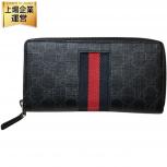 グッチ GUCCI GGスプリーム ジップアラウンド ウォレット ラウンドファスナー 長財布 PVC 408831 ブラック メンズ