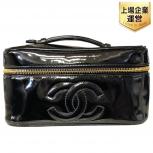 シャネル CHANEL バッグ バニティバッグ ココマーク エナメル パテントレザー ブラック ゴールド金具